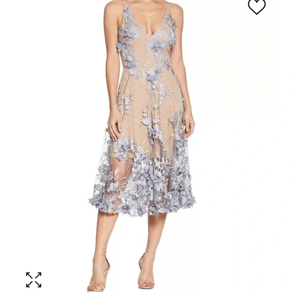 open lace back dress Dress The Population Elisa Dress - White